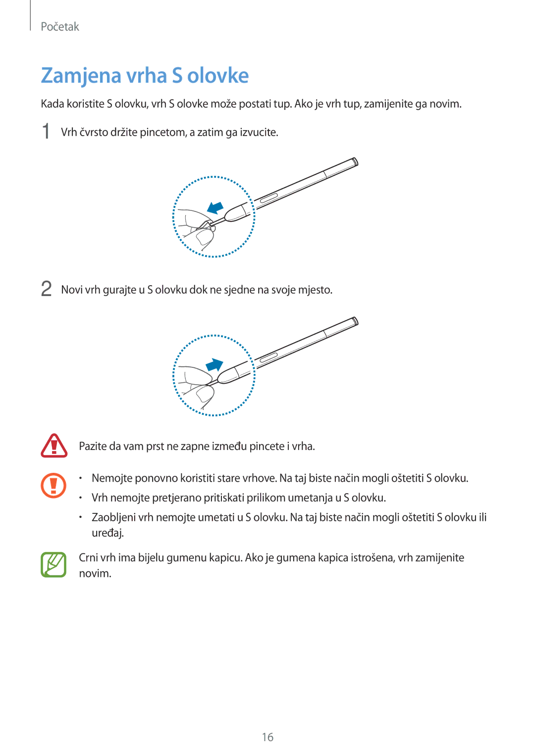 Samsung SM-P6050ZKASEE, SM-P6050ZWESEE, SM-P6050ZWASEE, SM-P6050ZWAVIP, SM-P6050ZKESEE manual Zamjena vrha S olovke 