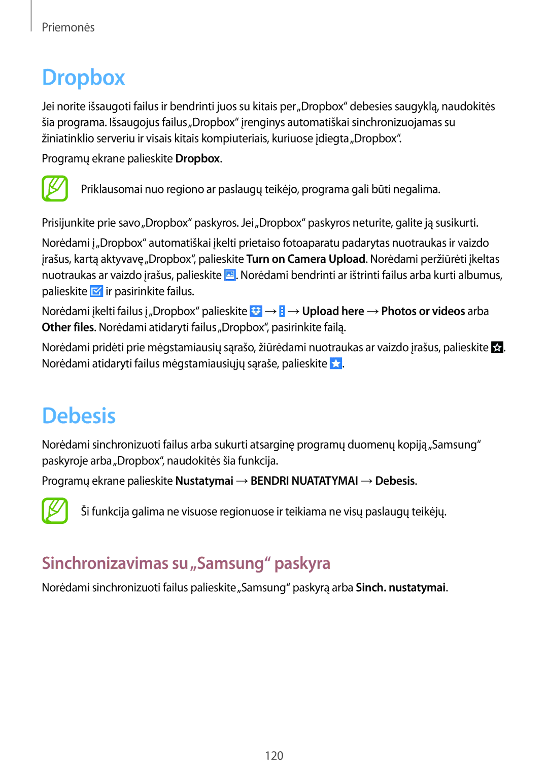 Samsung SM-P9000ZKASEB, SM-P9000ZWASEB manual Dropbox, Debesis, Sinchronizavimas su„Samsung paskyra 
