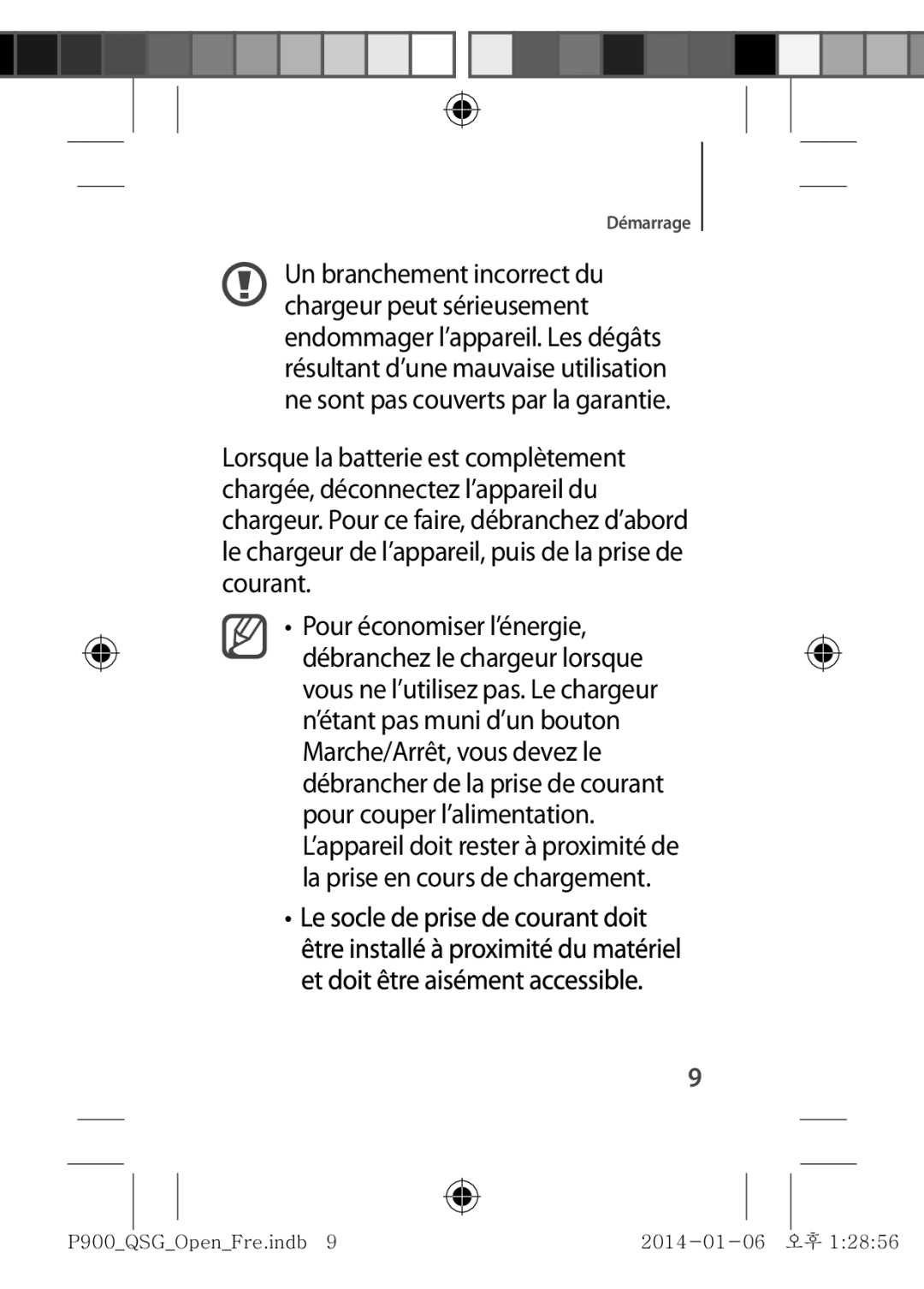 Samsung SM-P9000ZKAXEF, SM-P9000ZWAXEF manual Démarrage 