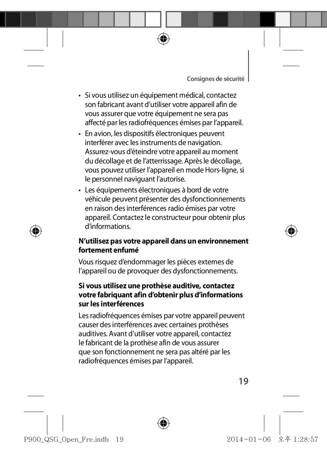 Samsung SM-P9000ZKAXEF, SM-P9000ZWAXEF manual Consignes de sécurité 