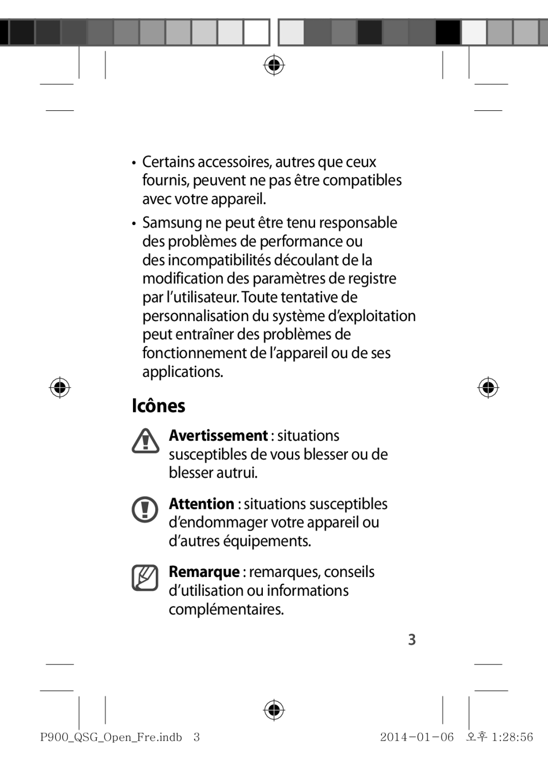 Samsung SM-P9000ZKAXEF, SM-P9000ZWAXEF manual Icônes 