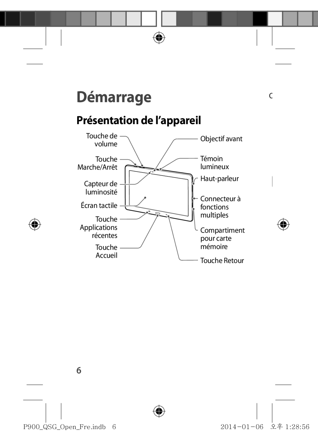 Samsung SM-P9000ZWAXEF, SM-P9000ZKAXEF manual Présentation de l’appareil 