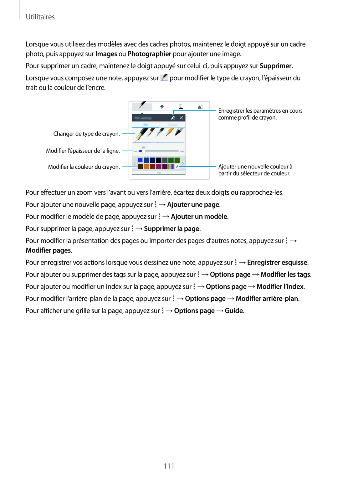 Samsung SM-P9000ZWAXEF, SM-P9000ZKAXEF manual 111 