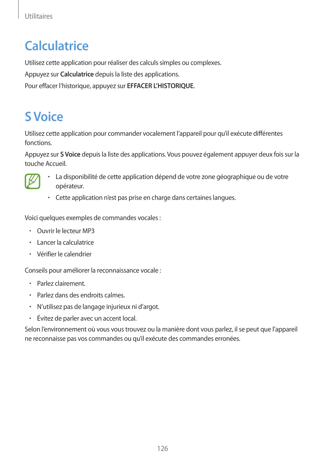 Samsung SM-P9000ZKAXEF, SM-P9000ZWAXEF manual Calculatrice, Voice 