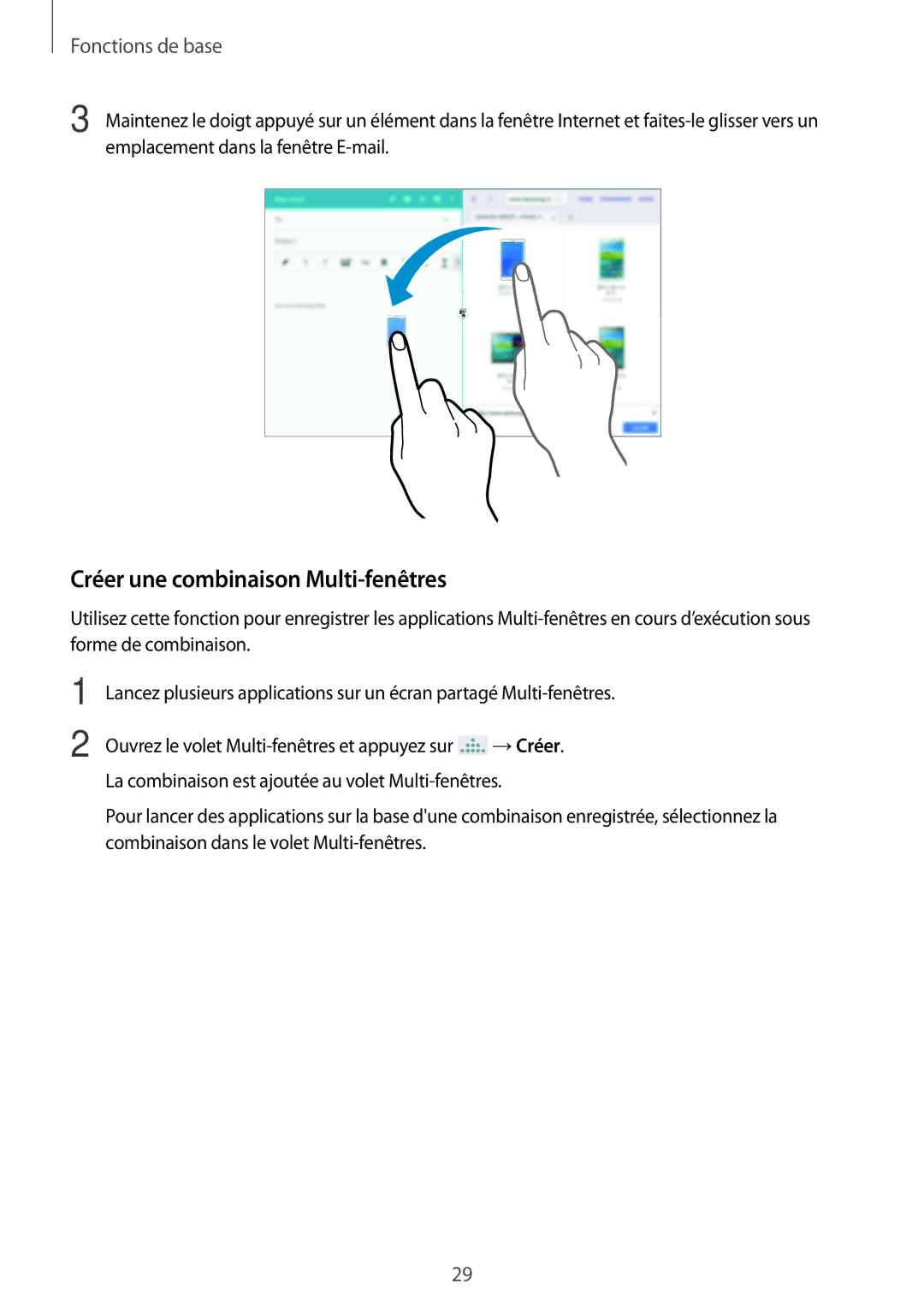 Samsung SM-P9000ZWAXEF, SM-P9000ZKAXEF manual Créer une combinaison Multi-fenêtres 