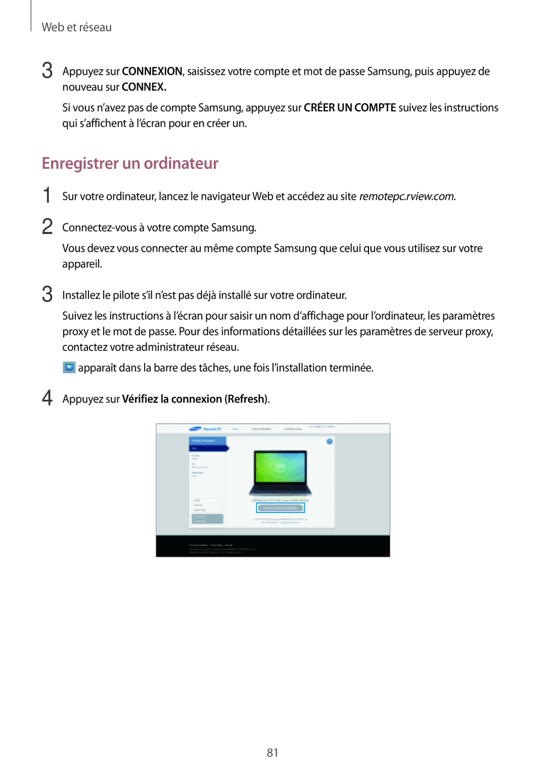 Samsung SM-P9000ZWAXEF, SM-P9000ZKAXEF manual Enregistrer un ordinateur 