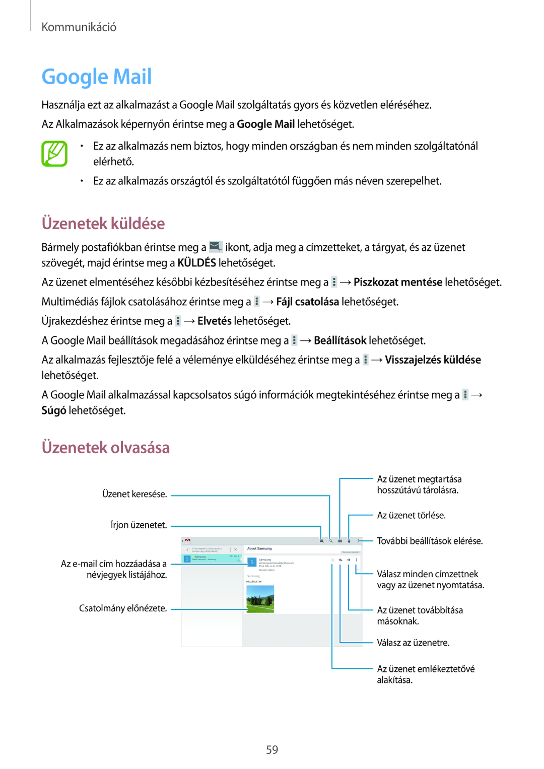 Samsung SM-P9000ZKAXEH manual Google Mail 