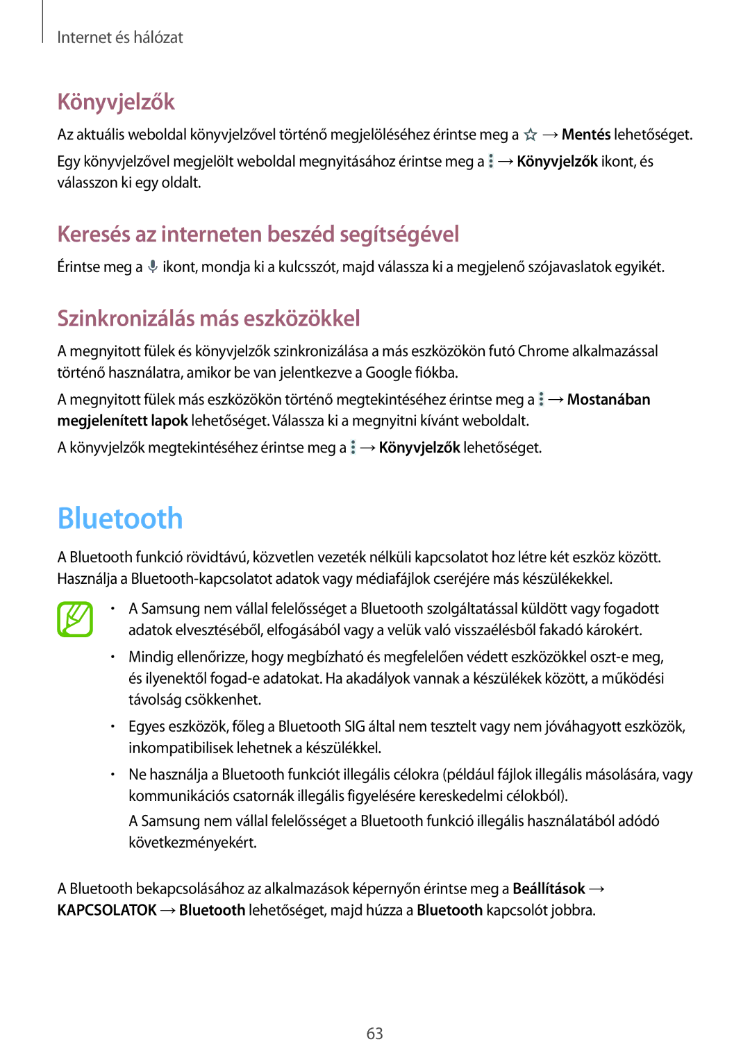 Samsung SM-P9000ZKAXEH manual Bluetooth, Szinkronizálás más eszközökkel 