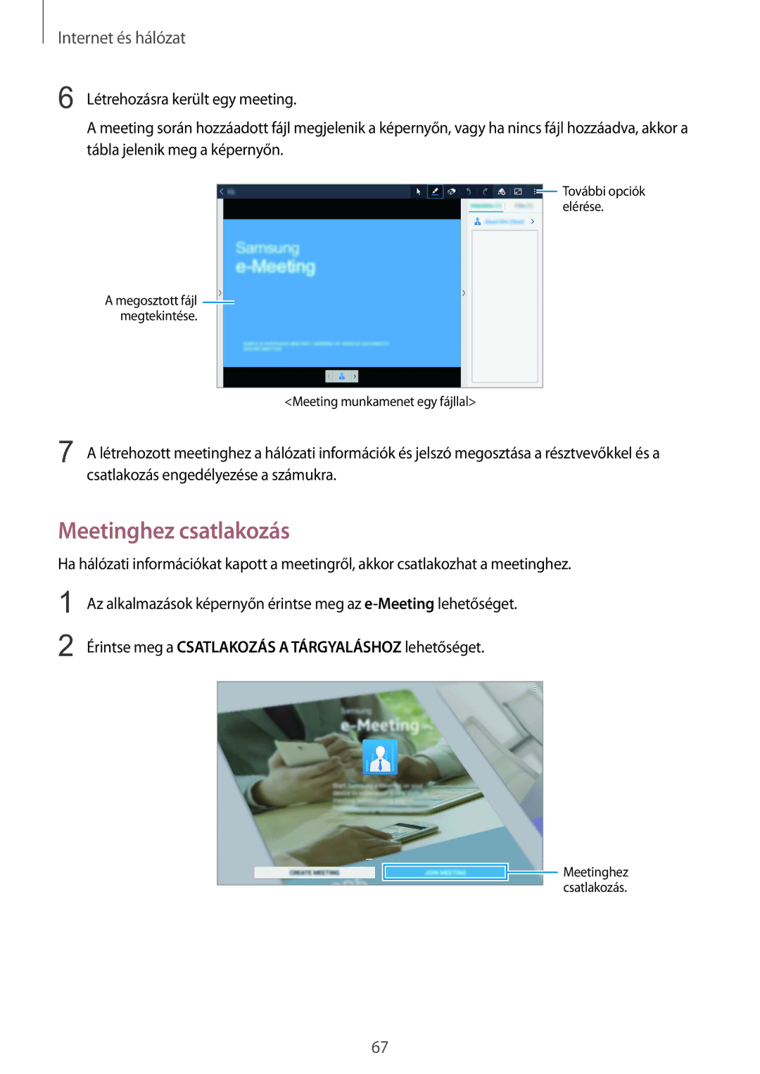 Samsung SM-P9000ZKAXEH manual Meetinghez csatlakozás 