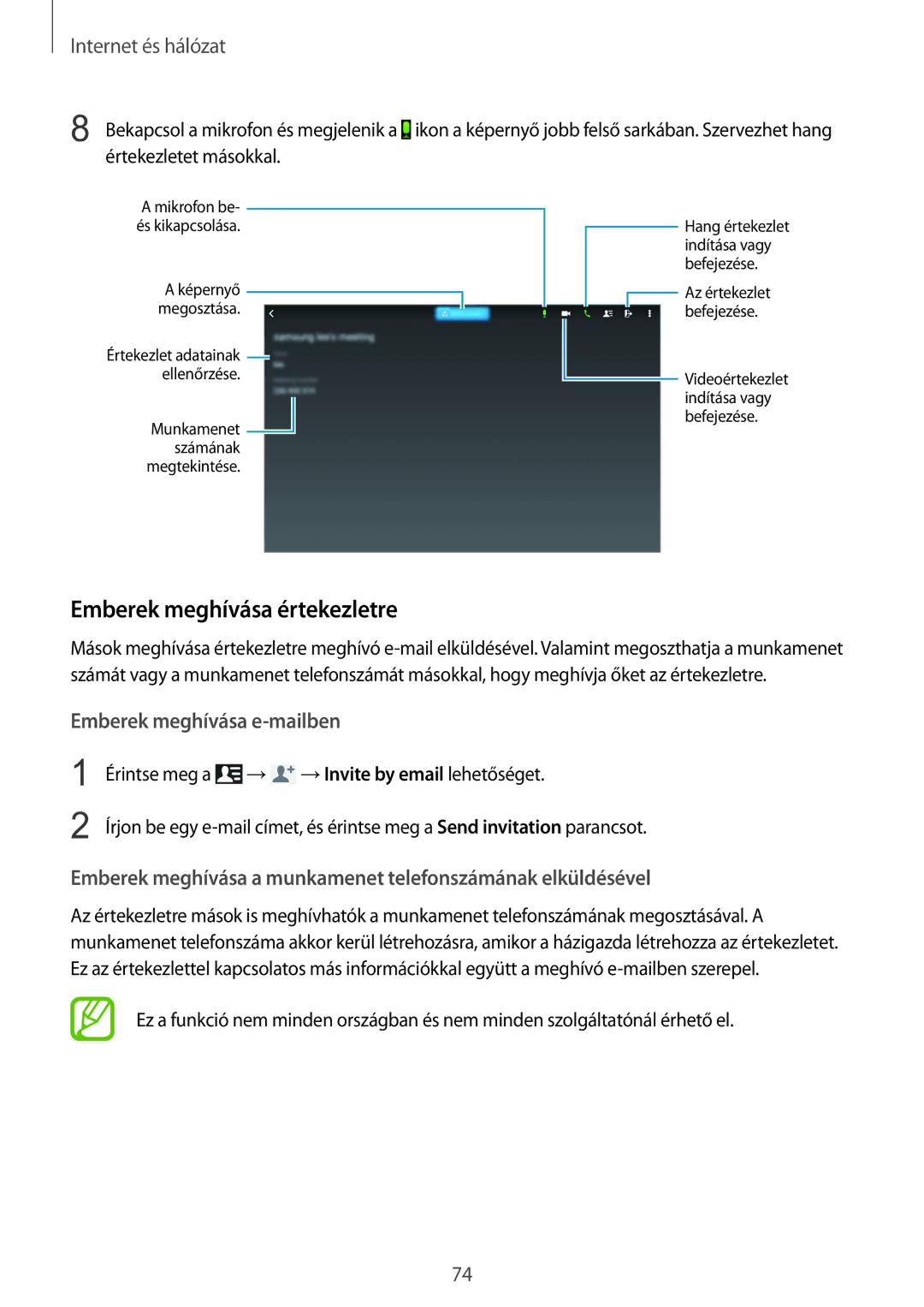 Samsung SM-P9000ZKAXEH manual Emberek meghívása értekezletre, Megtekintése 