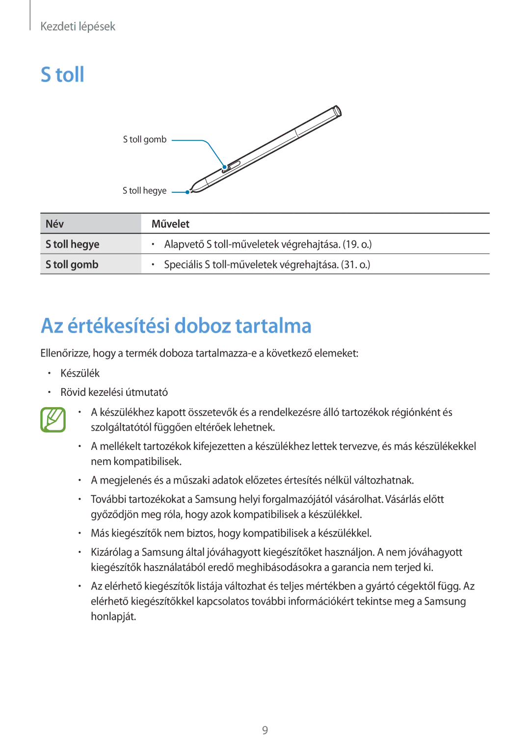 Samsung SM-P9000ZKAXEH manual Toll, Az értékesítési doboz tartalma 