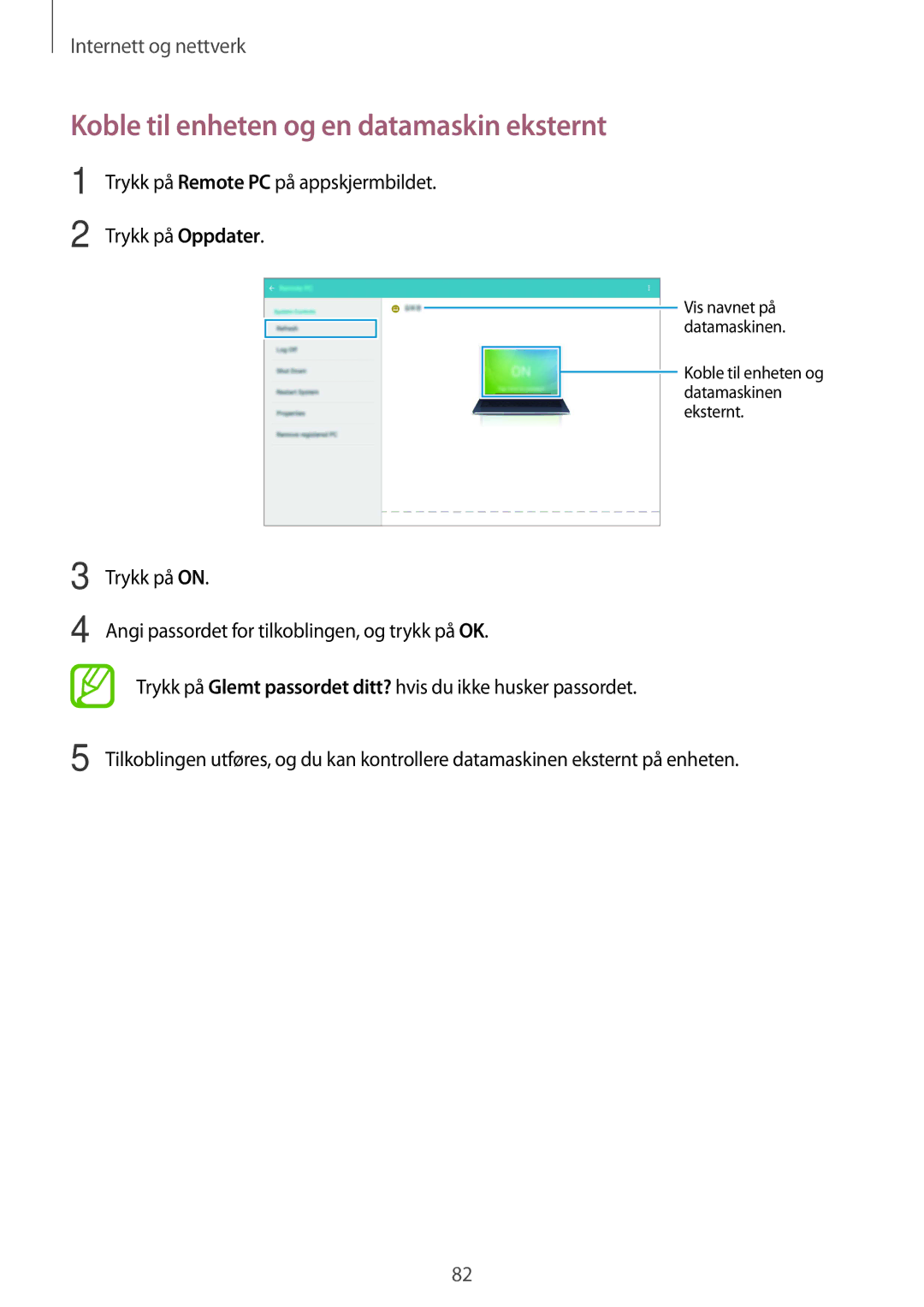 Samsung SM-P9000ZKANEE, SM-P9000ZKYNEE, SM-P9000ZWYNEE, SM-P9000ZWANEE manual Koble til enheten og en datamaskin eksternt 