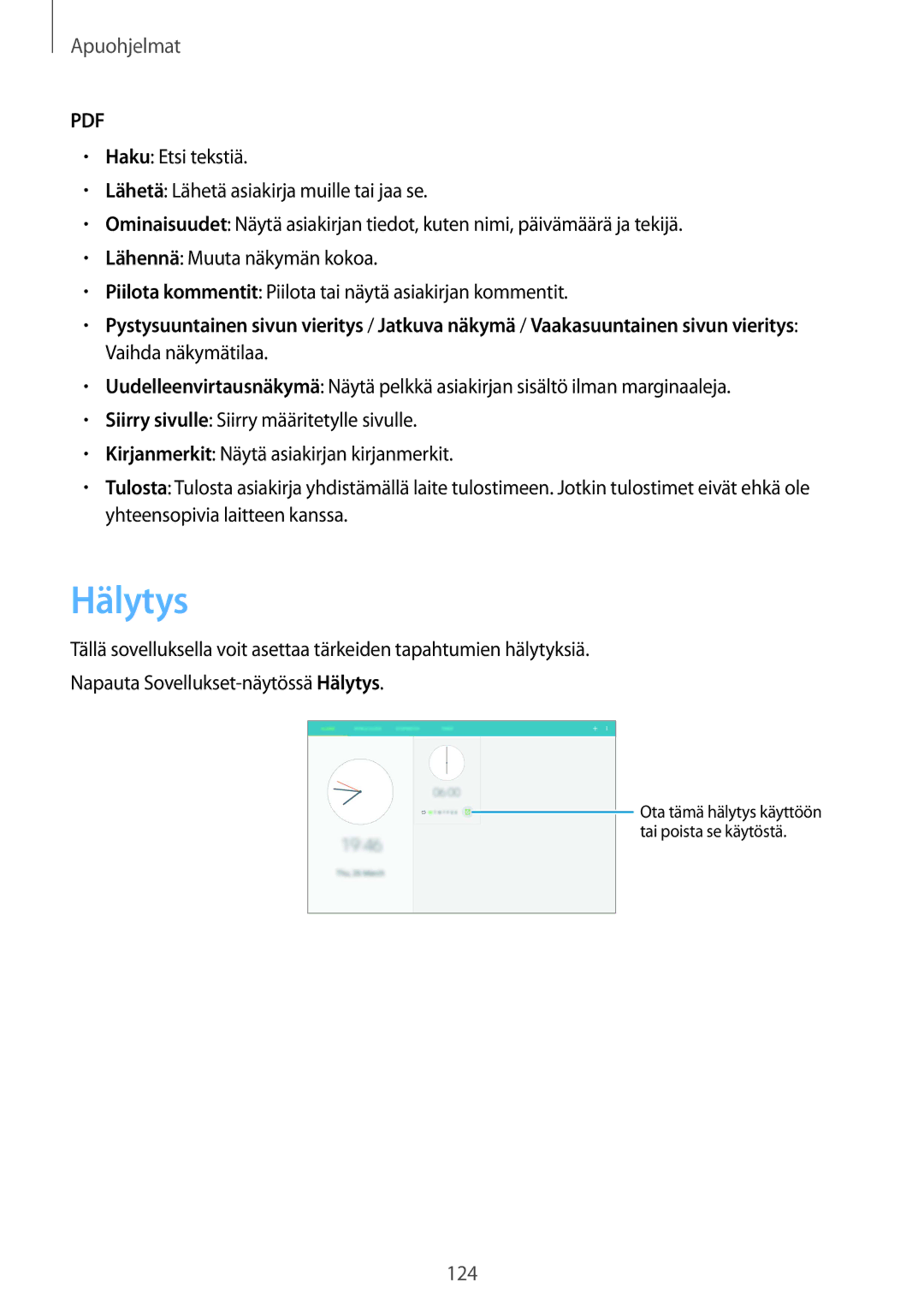 Samsung SM-P9000ZKYNEE, SM-P9000ZWYNEE, SM-P9000ZKANEE, SM-P9000ZWANEE manual Hälytys 