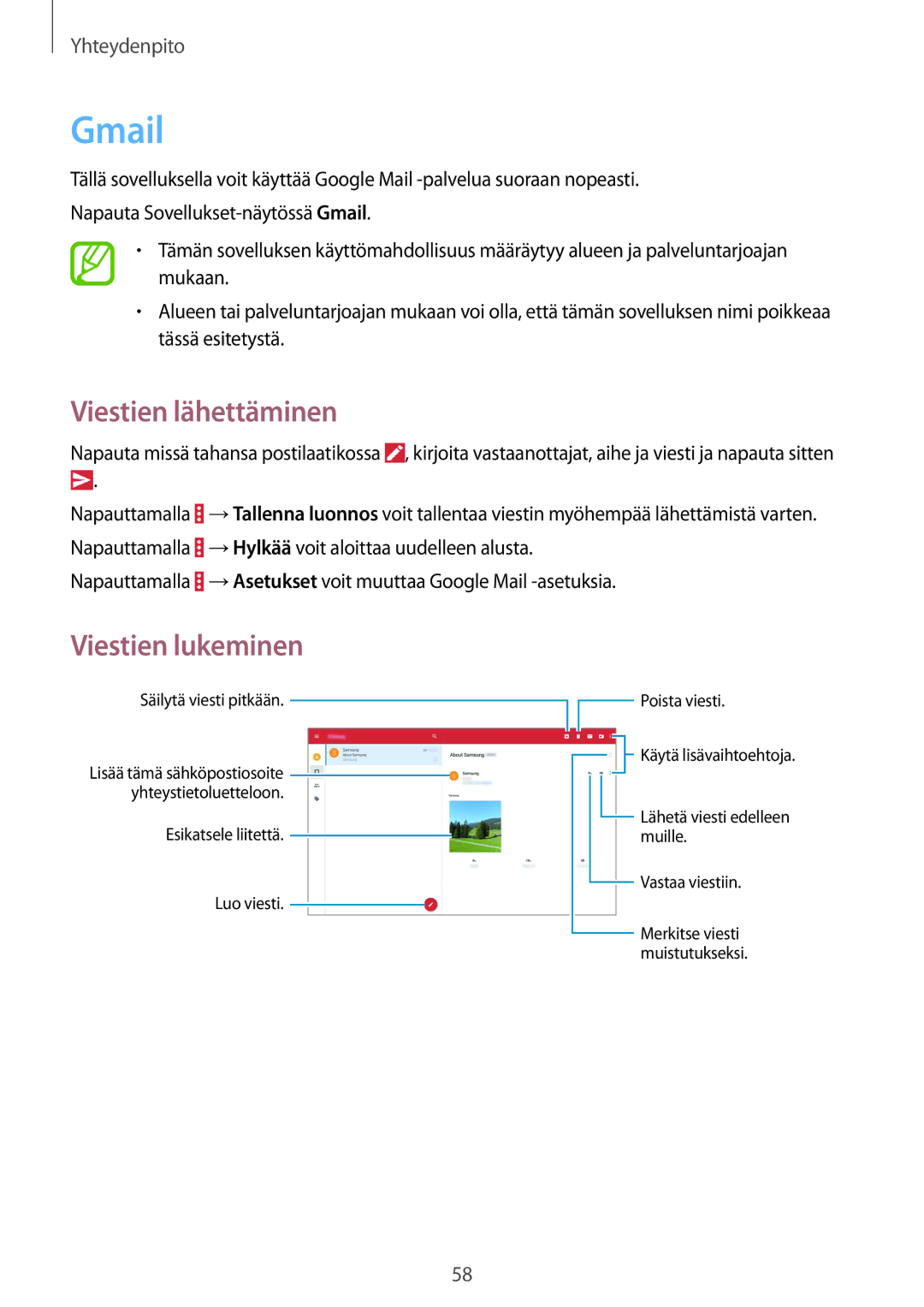 Samsung SM-P9000ZKANEE, SM-P9000ZKYNEE, SM-P9000ZWYNEE, SM-P9000ZWANEE manual Gmail 