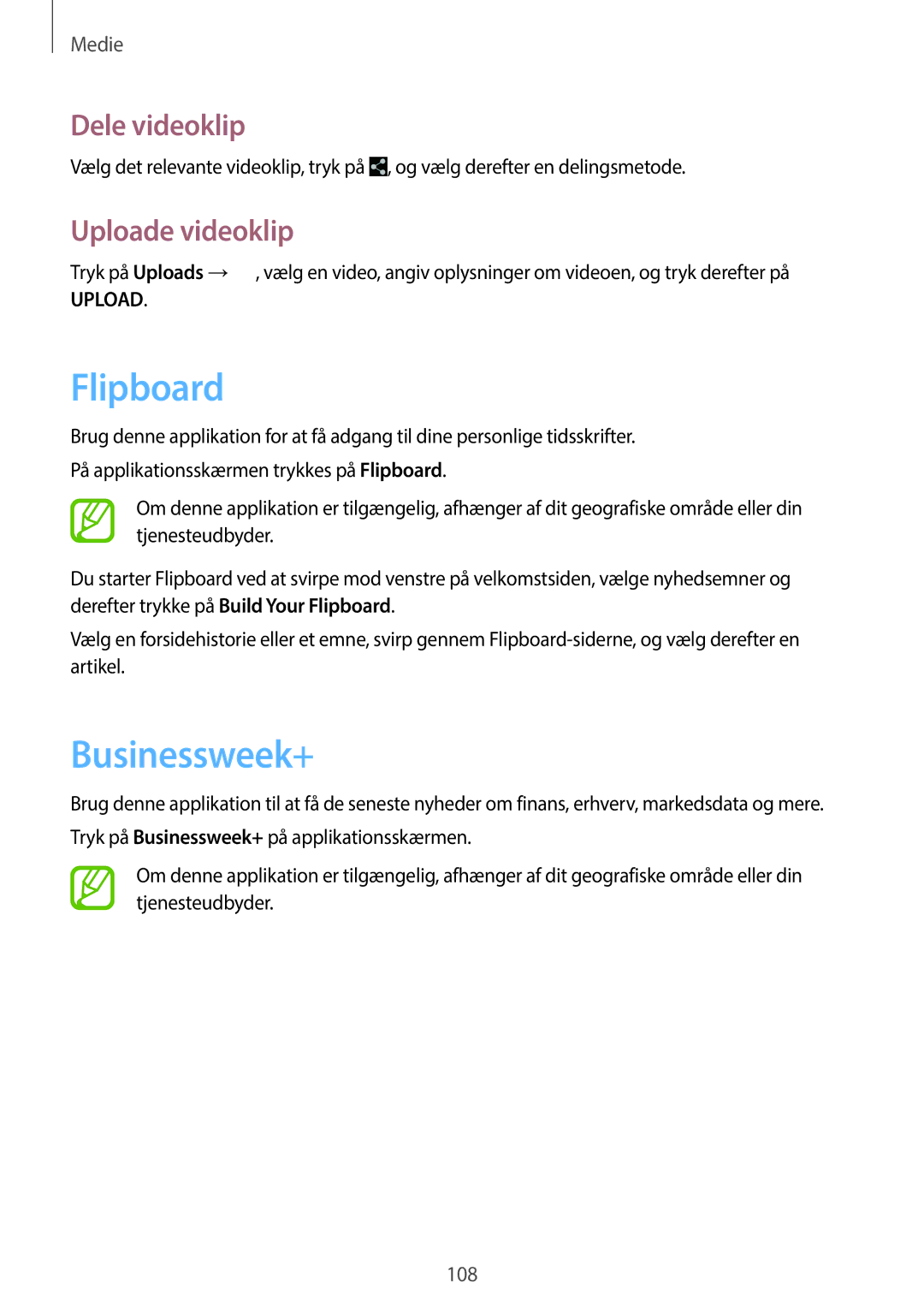 Samsung SM-P9000ZKYNEE, SM-P9000ZWYNEE, SM-P9000ZKANEE, SM-P9000ZWANEE manual Flipboard, Businessweek+, Uploade videoklip 