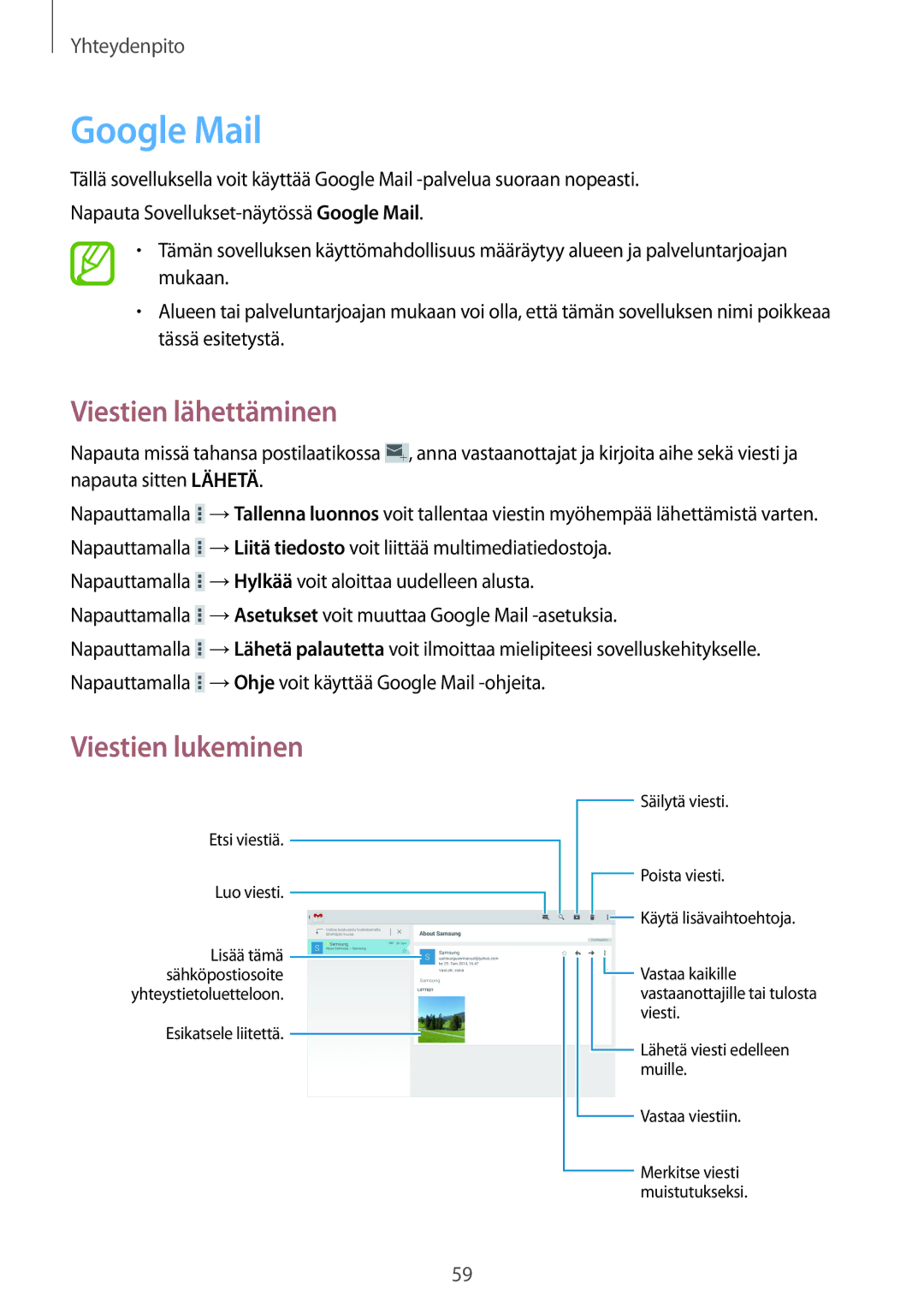 Samsung SM-P9000ZWANEE, SM-P9000ZKYNEE, SM-P9000ZWYNEE, SM-P9000ZKANEE manual Google Mail 