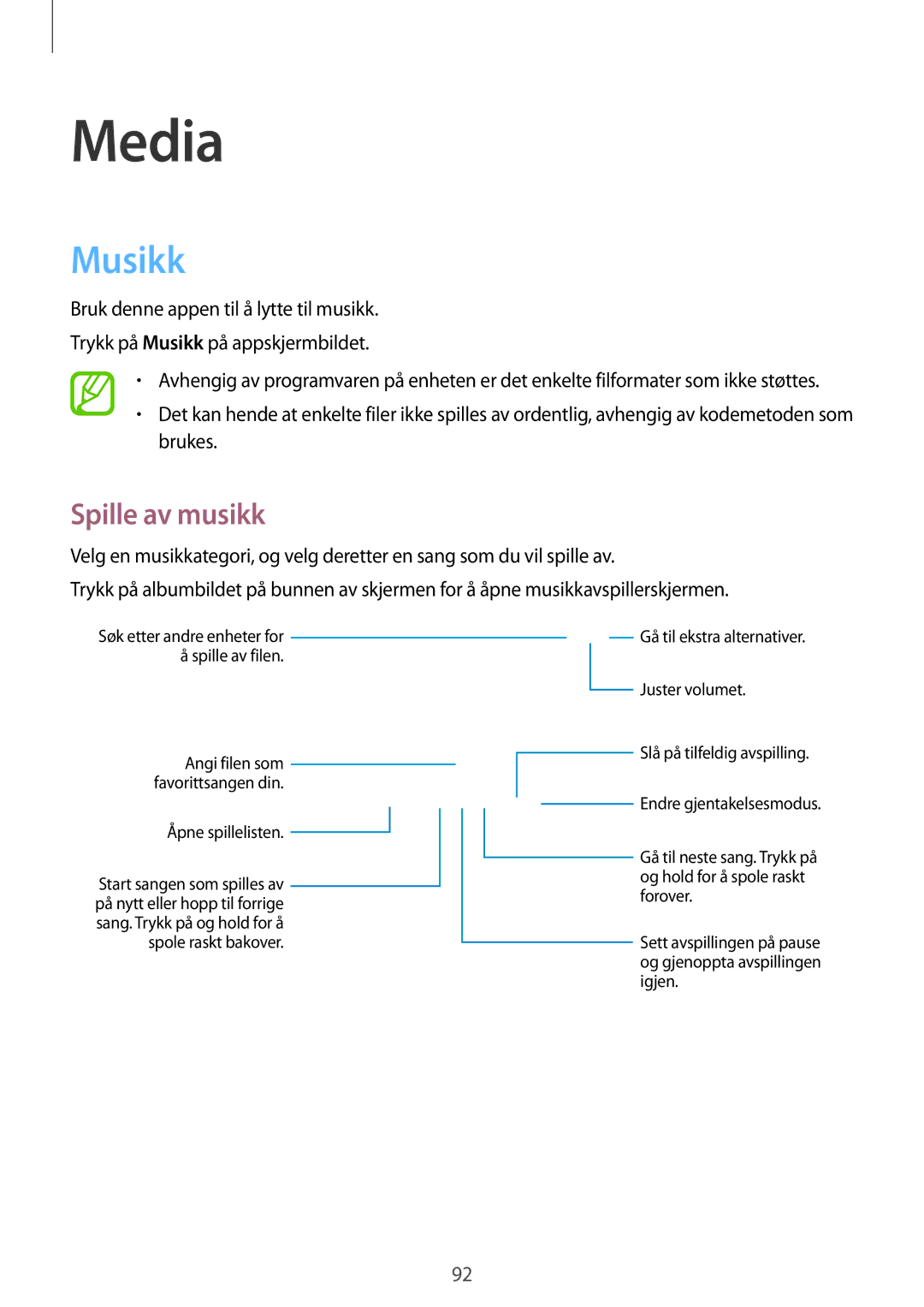 Samsung SM-P9000ZKYNEE, SM-P9000ZWYNEE, SM-P9000ZKANEE, SM-P9000ZWANEE manual Media, Musikk, Spille av musikk 