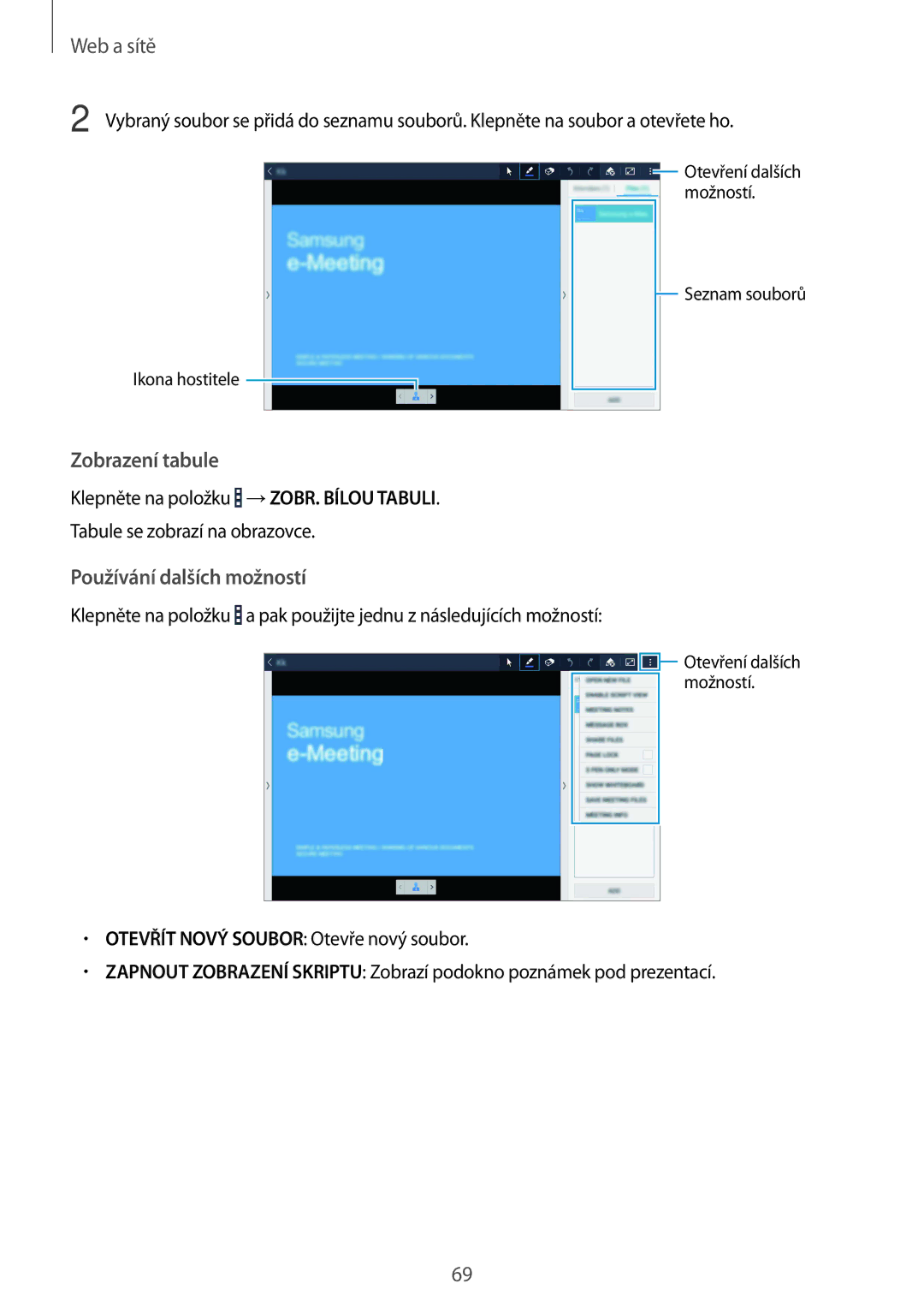 Samsung SM-P9000ZKYAUT, SM-P9000ZWAATO, SM-P9000ZKAATO, SM-P9000ZKYEUR, SM-P9000ZWAXEH, SM-P9000ZKAXEH manual Zobrazení tabule 