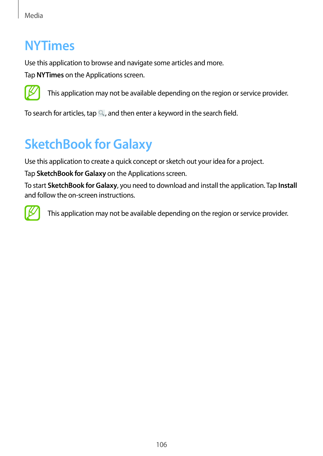 Samsung SM-P9000ZKADBT, SM-P9000ZWAATO, SM-P9000ZKAXEO, SM-P9000ZKASEB, SM-P9000ZKAATO manual NYTimes, SketchBook for Galaxy 