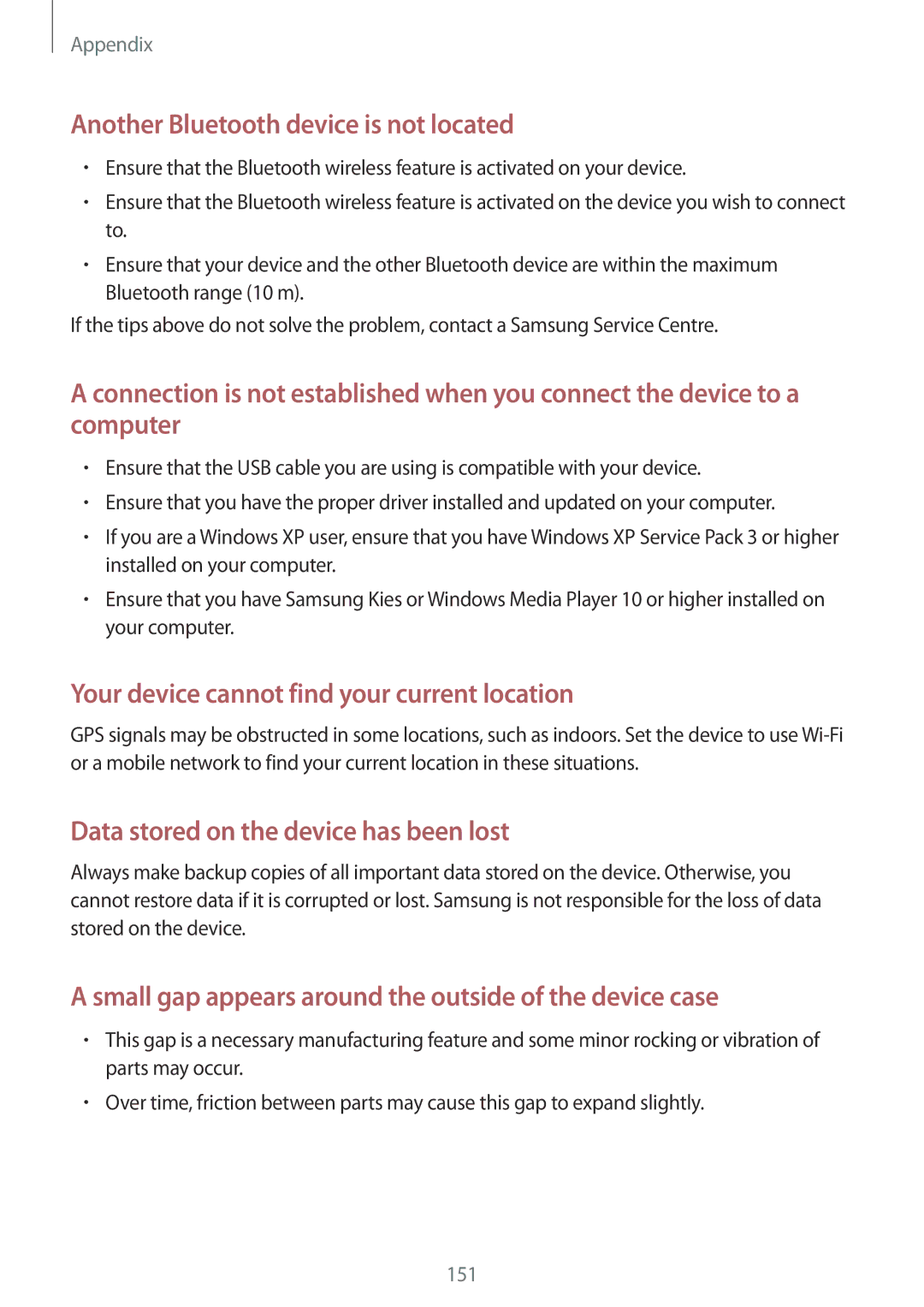 Samsung SM-P9000ZWAPHE, SM-P9000ZWAATO, SM-P9000ZKAXEO, SM-P9000ZKASEB manual Another Bluetooth device is not located 