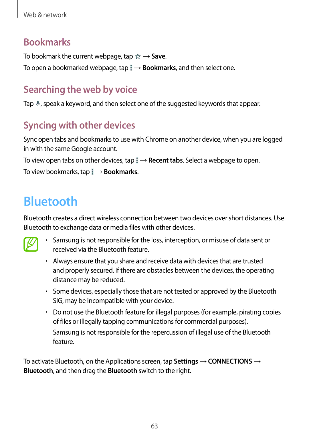 Samsung SM-P9000ZWASEB, SM-P9000ZWAATO, SM-P9000ZKAXEO, SM-P9000ZKASEB, SM-P9000ZKAATO Bluetooth, Syncing with other devices 