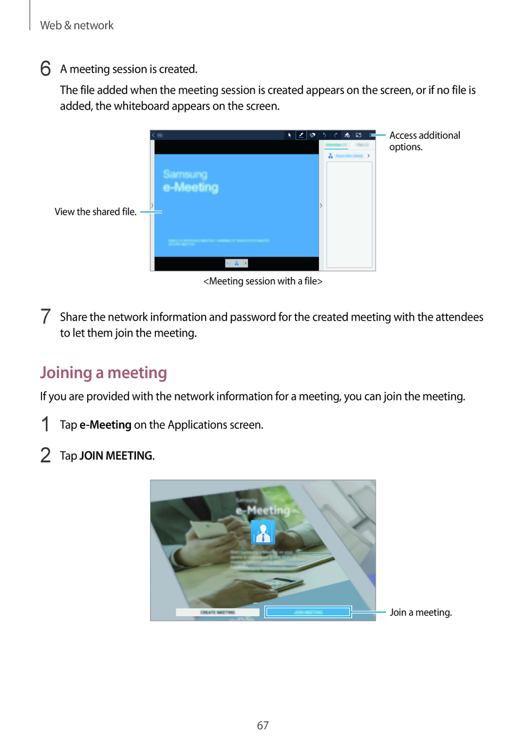 Samsung SM-P9000ZKASER, SM-P9000ZWAATO, SM-P9000ZKAXEO, SM-P9000ZKASEB, SM-P9000ZKAATO Joining a meeting, Tap Join Meeting 