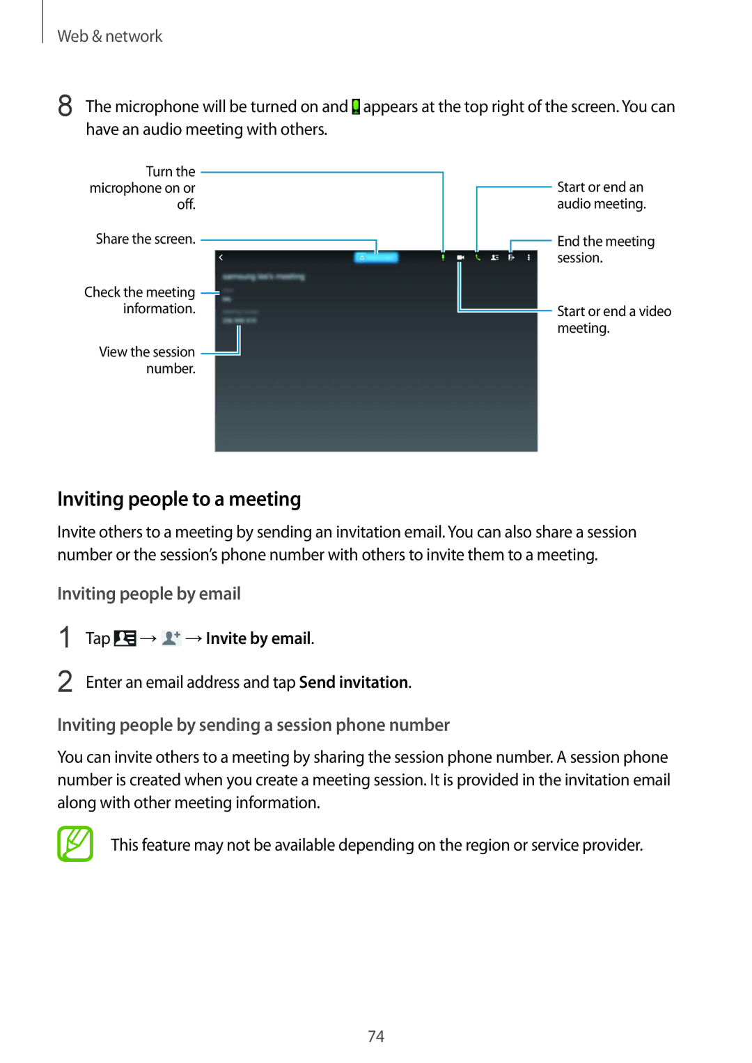 Samsung SM-P9000ZKATUR, SM-P9000ZWAATO, SM-P9000ZKAXEO, SM-P9000ZKASEB manual Inviting people to a meeting, →Invite by email 