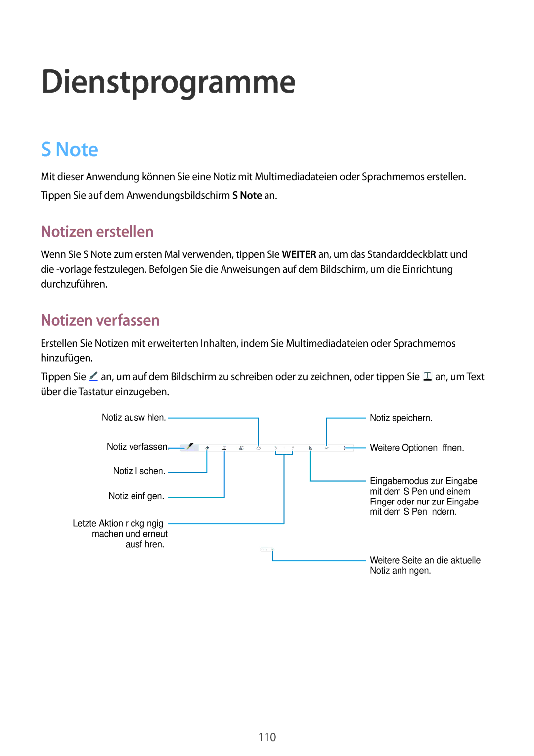 Samsung SM-P9000ZKATUR, SM-P9000ZWAATO, SM-P9000ZKAXEO, SM-P9000ZKASEB, SM-P9000ZKAATO Notizen erstellen, Notizen verfassen 