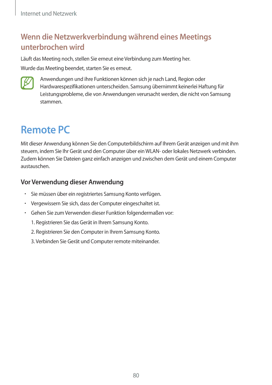 Samsung SM-P9000ZKASEB, SM-P9000ZWAATO, SM-P9000ZKAXEO, SM-P9000ZKAATO manual Remote PC, Vor Verwendung dieser Anwendung 