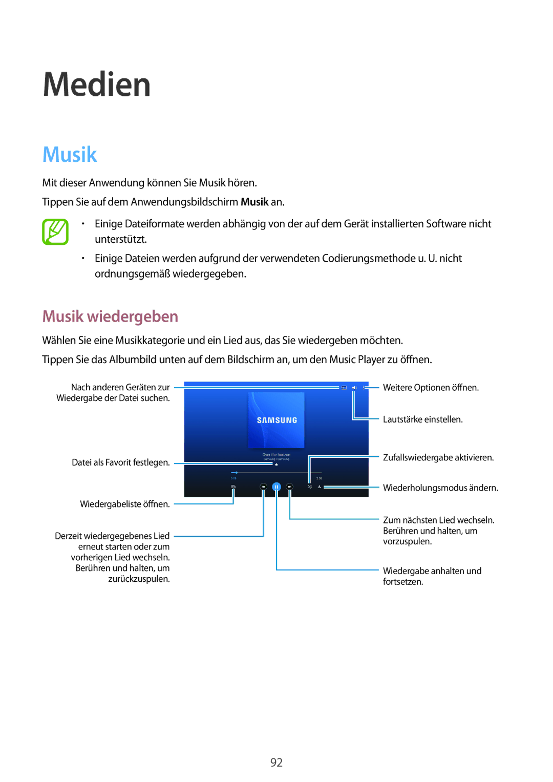 Samsung SM-P9000ZKAXEO, SM-P9000ZWAATO, SM-P9000ZKASEB, SM-P9000ZKAATO, SM-P9000ZKADBT, SM-P9000ZWADBT Musik wiedergeben 