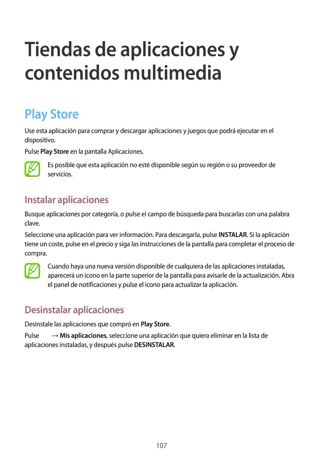 Samsung SM-P9000ZKATPH, SM-P9000ZWADBT, SM-P9000ZWATPH manual Tiendas de aplicaciones y contenidos multimedia, Play Store 