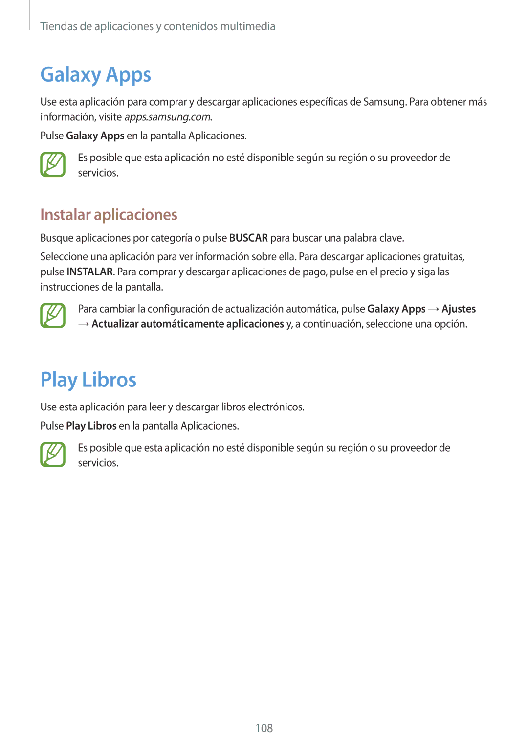 Samsung SM-P9000ZKAPHE, SM-P9000ZWADBT, SM-P9000ZWATPH, SM-P9000ZKATPH, SM-P9000ZWAPHE manual Galaxy Apps, Play Libros 