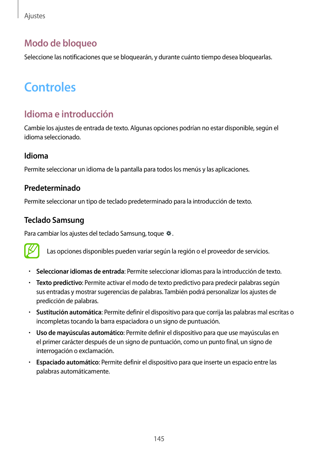 Samsung SM-P9000ZWADBT, SM-P9000ZWATPH, SM-P9000ZKATPH, SM-P9000ZKAPHE Controles, Modo de bloqueo, Idioma e introducción 