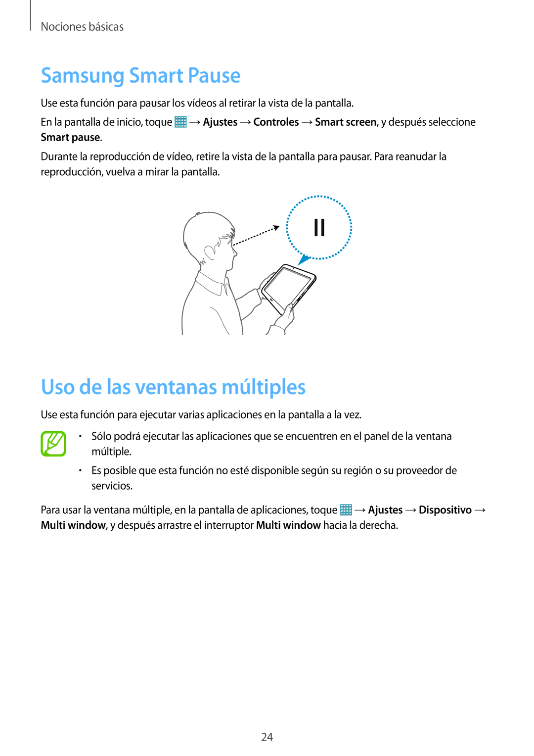 Samsung SM-P9000ZWAPHE, SM-P9000ZWADBT, SM-P9000ZWATPH, SM-P9000ZKATPH Samsung Smart Pause, Uso de las ventanas múltiples 
