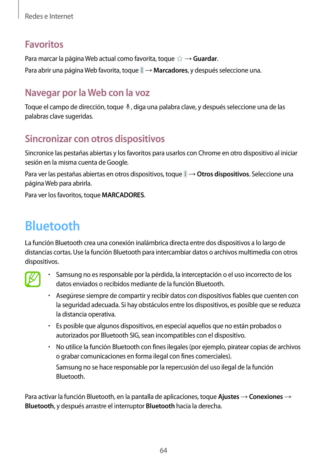 Samsung SM-P9000ZWAPHE, SM-P9000ZWADBT, SM-P9000ZWATPH, SM-P9000ZKATPH manual Bluetooth, Sincronizar con otros dispositivos 