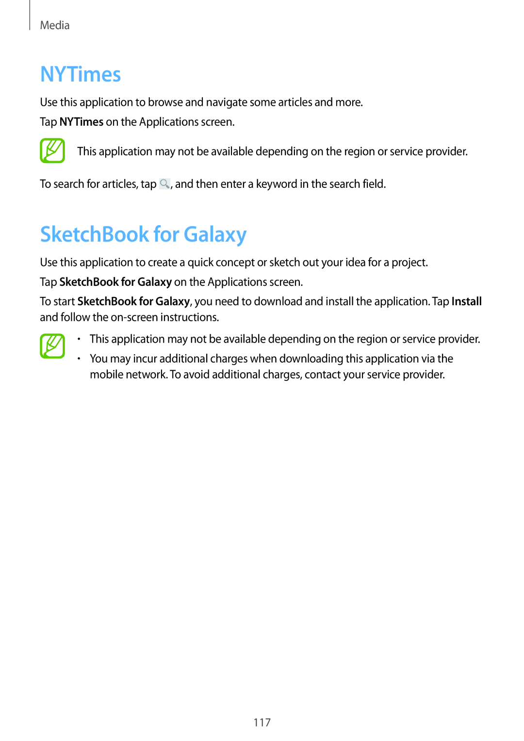 Samsung SM-P9010ZKASER manual NYTimes, SketchBook for Galaxy 