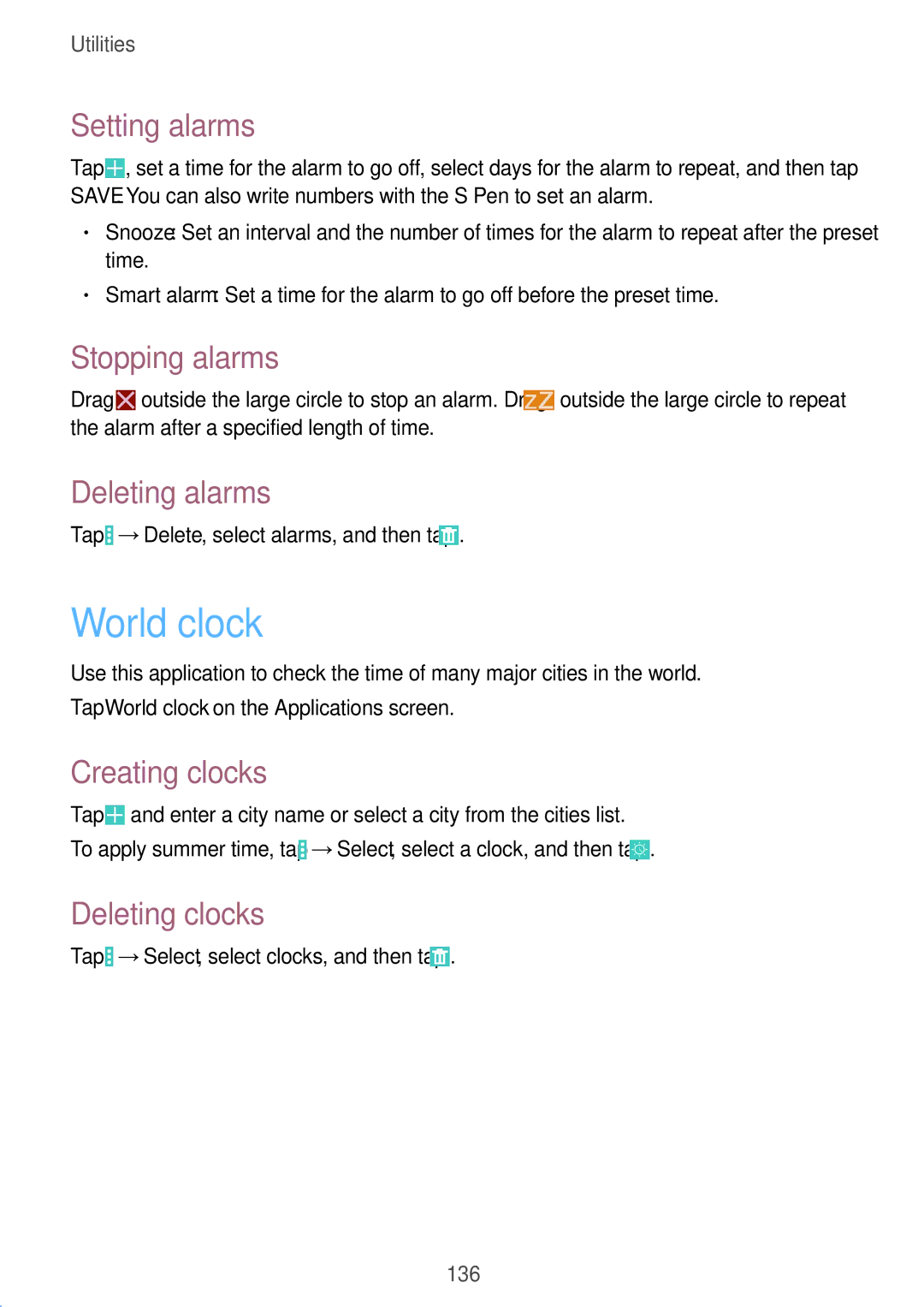 Samsung SM-P9010ZKASER manual World clock 