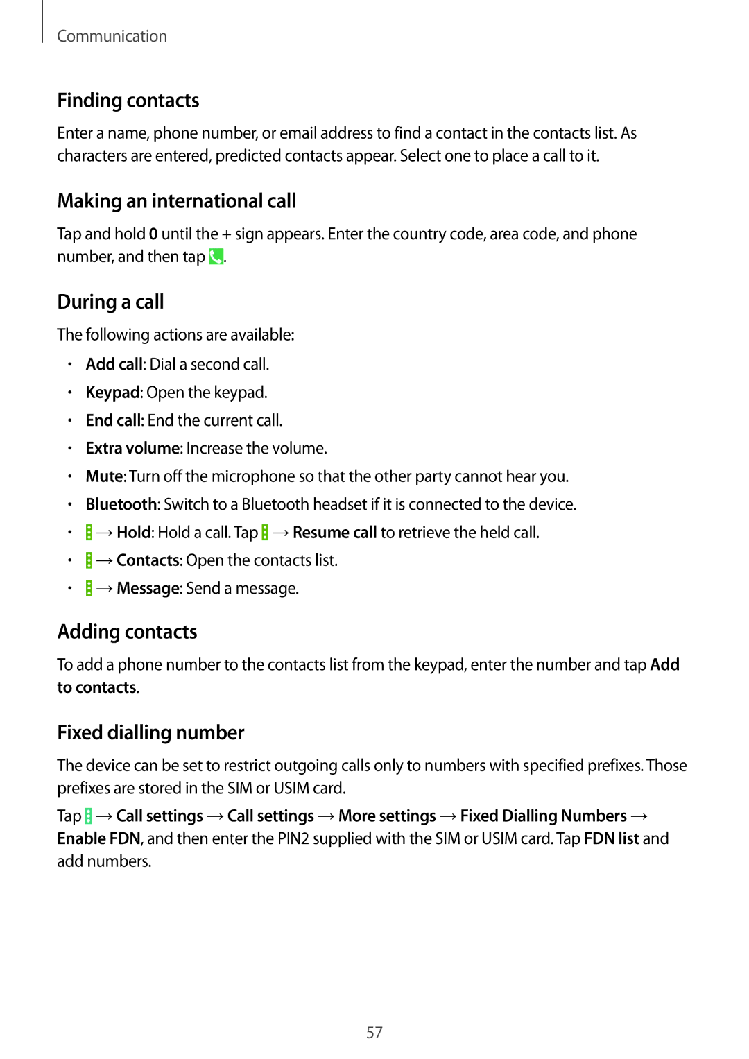 Samsung SM-P9010ZKASER manual Finding contacts, Making an international call, During a call, Adding contacts 