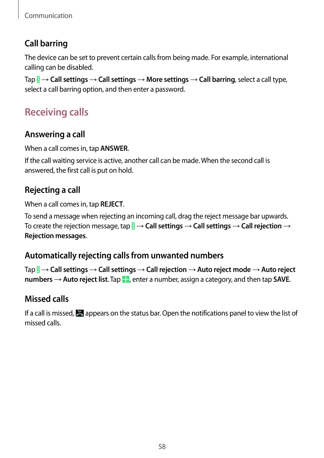 Samsung SM-P9010ZKASER manual Receiving calls 