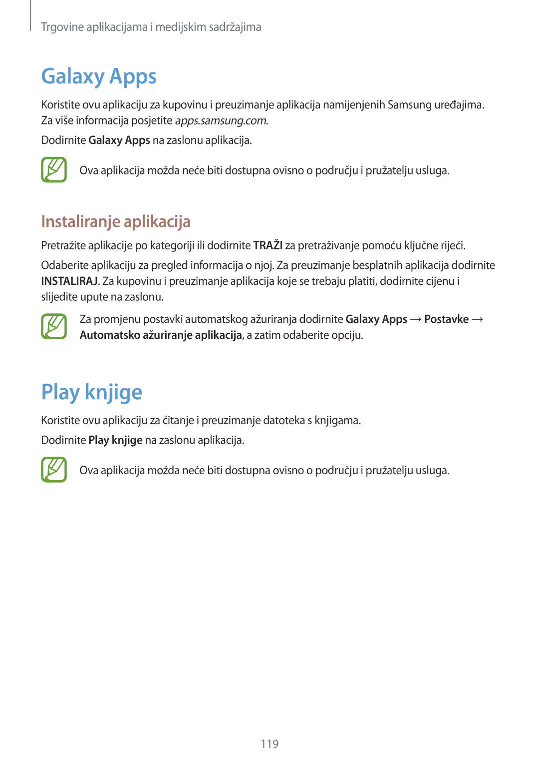 Samsung SM-P9050ZKAVIP, SM-P9050ZKACRO manual Galaxy Apps, Play knjige 