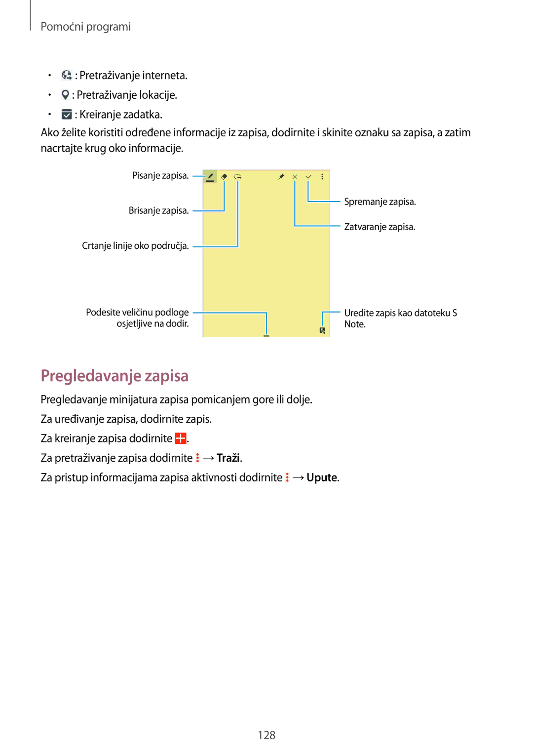 Samsung SM-P9050ZKACRO, SM-P9050ZKAVIP manual Pregledavanje zapisa 