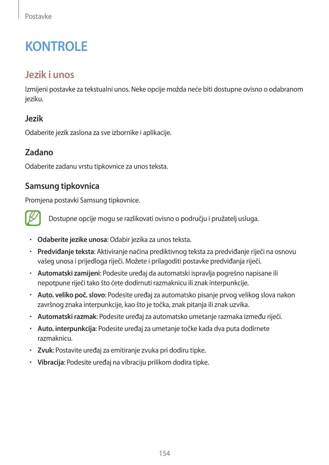 Samsung SM-P9050ZKACRO, SM-P9050ZKAVIP manual Jezik i unos, Zadano, Samsung tipkovnica 