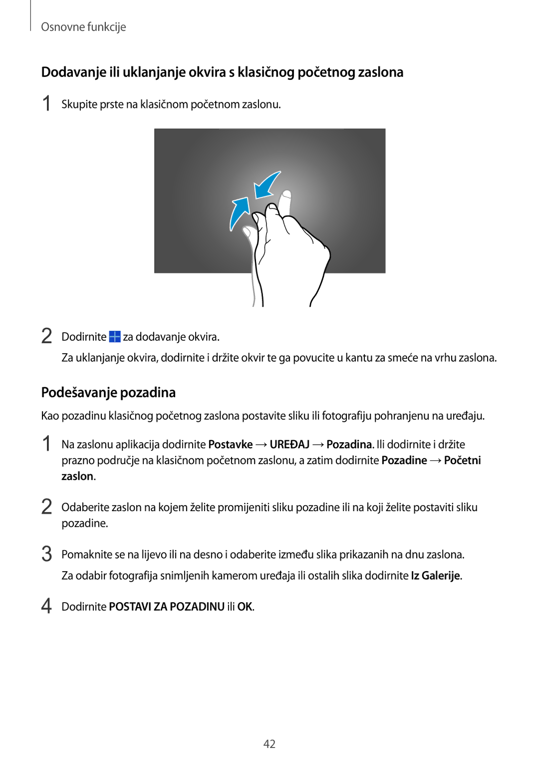 Samsung SM-P9050ZKACRO, SM-P9050ZKAVIP manual Podešavanje pozadina, Dodirnite Postavi ZA Pozadinu ili OK 