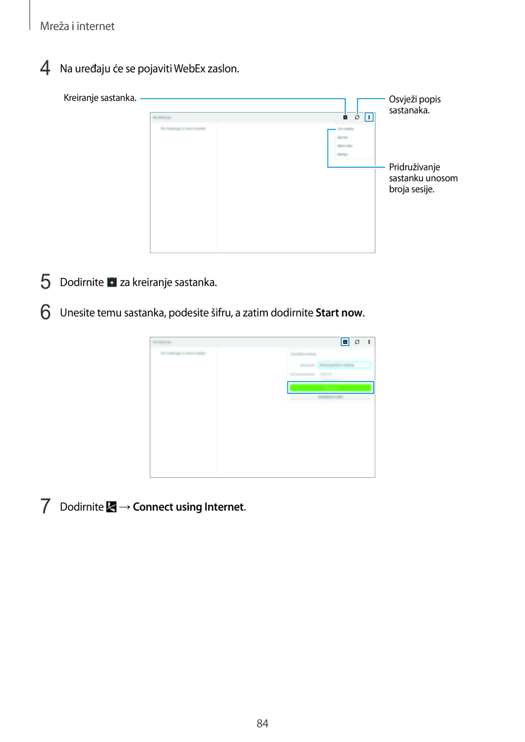 Samsung SM-P9050ZKACRO, SM-P9050ZKAVIP manual Dodirnite →Connect using Internet 