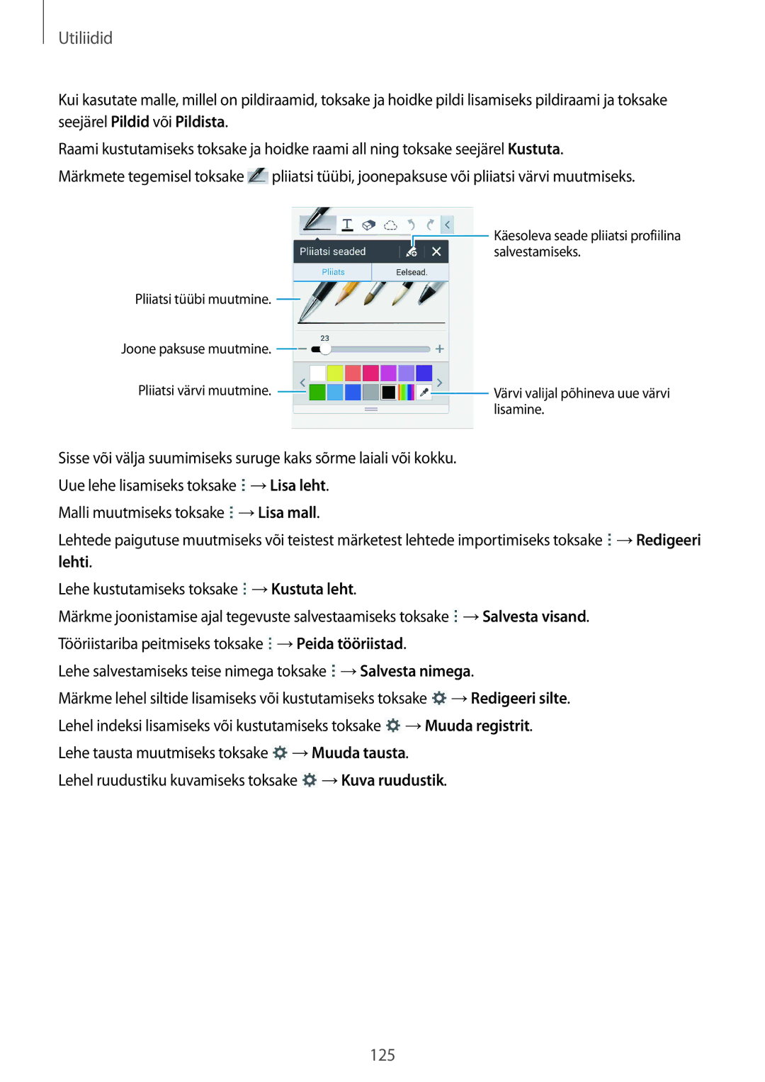 Samsung SM-P9050ZWASEB, SM-P9050ZKASEB manual 125 