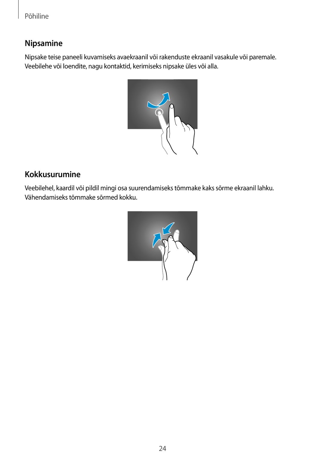 Samsung SM-P9050ZKASEB, SM-P9050ZWASEB manual Nipsamine, Kokkusurumine 