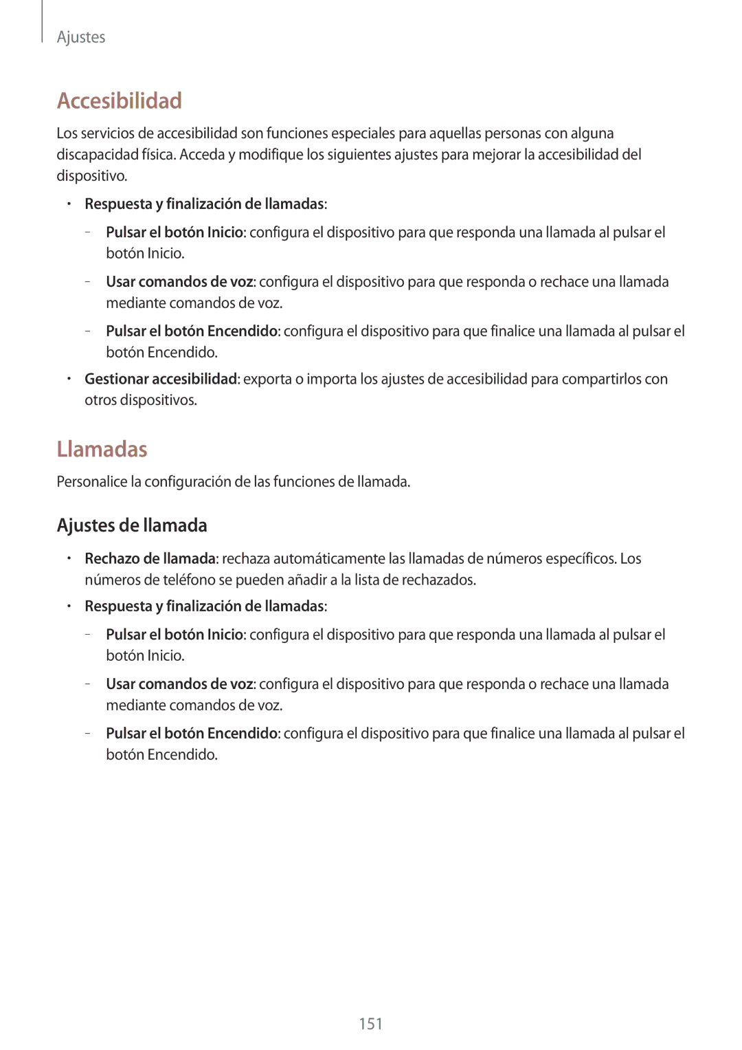 Samsung SM-P9050ZWATPH, SM-P9050ZKATPH Accesibilidad, Llamadas, Ajustes de llamada, Respuesta y finalización de llamadas 