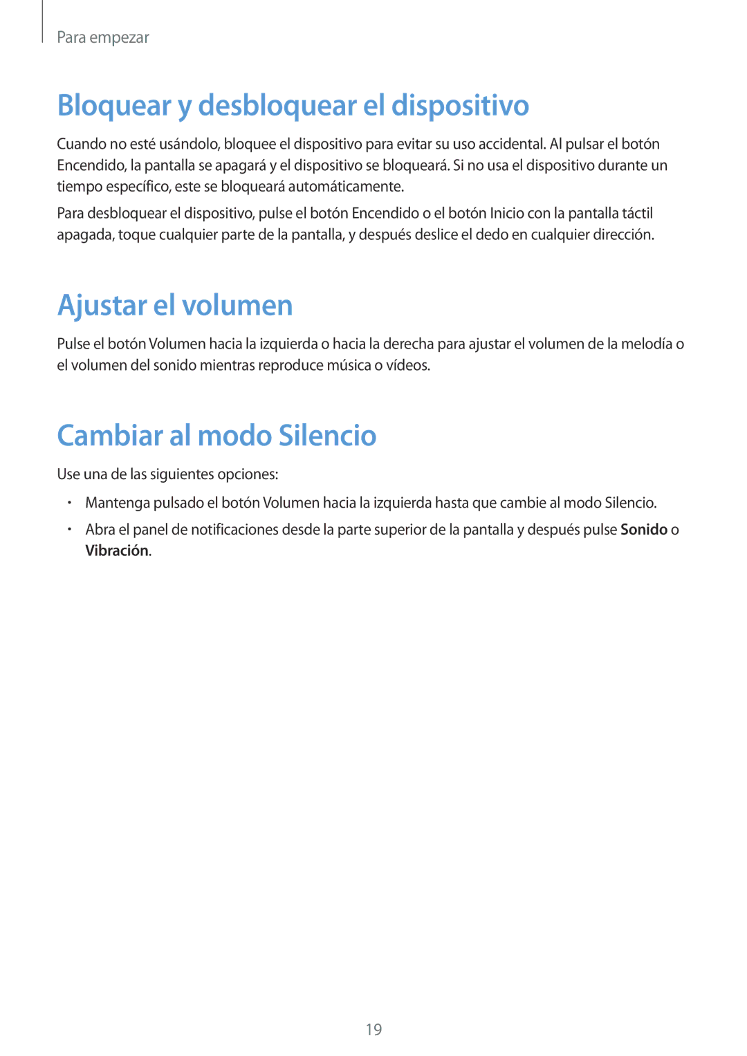 Samsung SM-P9050ZWAPHE, SM-P9050ZKATPH Bloquear y desbloquear el dispositivo, Ajustar el volumen, Cambiar al modo Silencio 