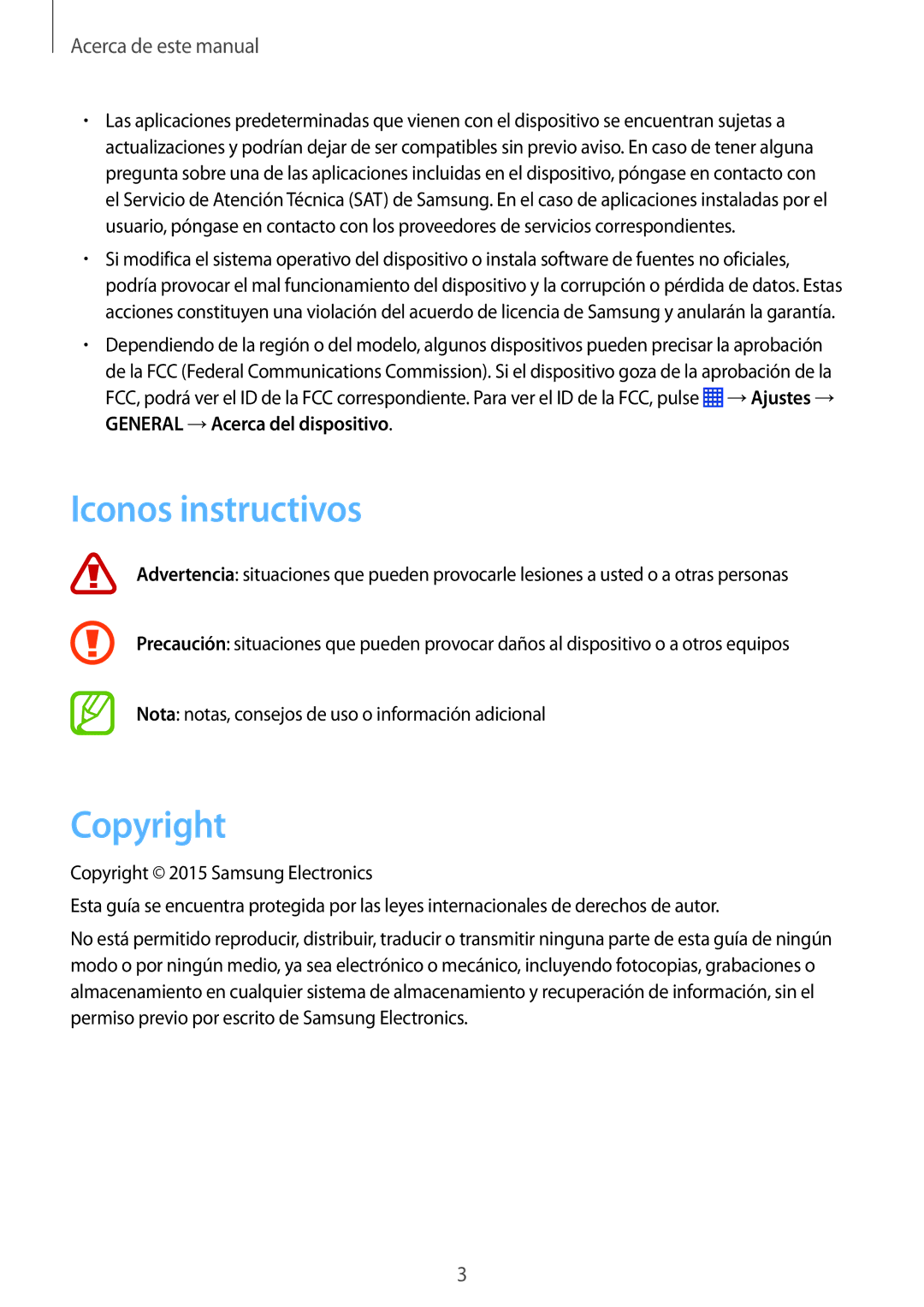 Samsung SM-P9050ZKAPHE, SM-P9050ZKATPH, SM-P9050ZWATPH, SM-P9050ZKAXSK, SM-P9050ZWAPHE manual Iconos instructivos, Copyright 