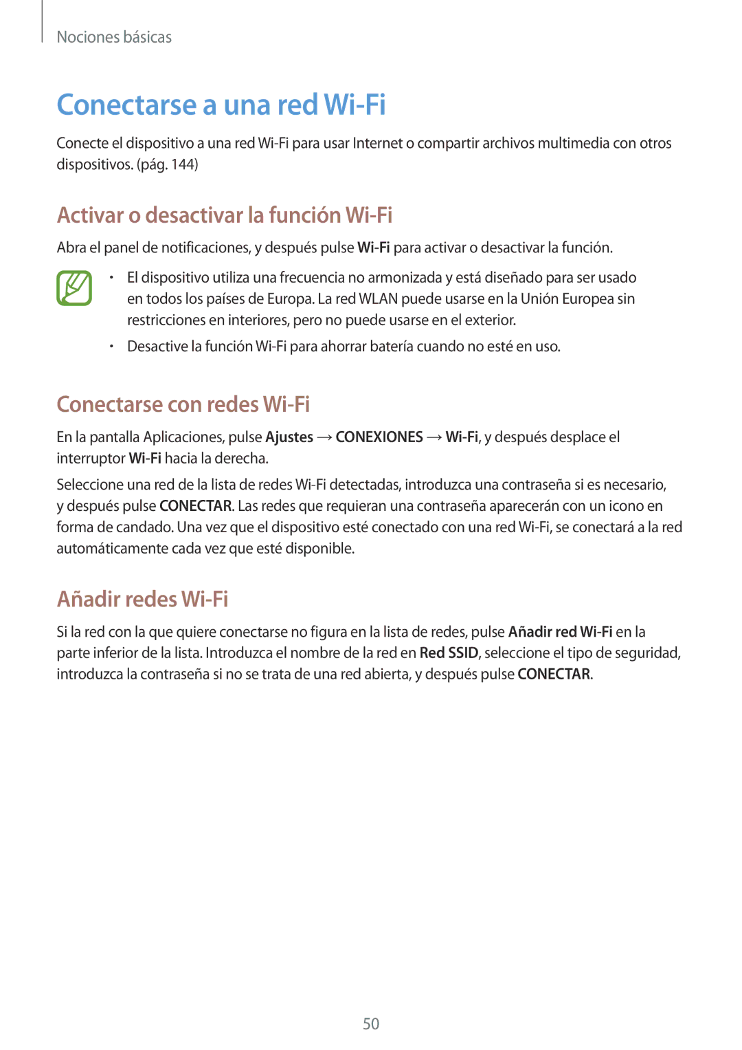 Samsung SM-P9050ZKATPH manual Conectarse a una red Wi-Fi, Activar o desactivar la función Wi-Fi, Conectarse con redes Wi-Fi 